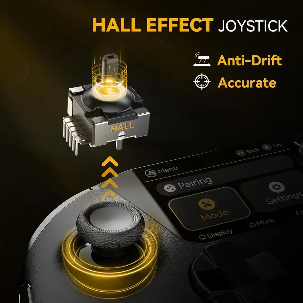 Wireless Gaming Controller for PC, Switch, iOS, and Android with Hall Effect Stick, RGB Lighting, Remappable Buttons, and 1800mA