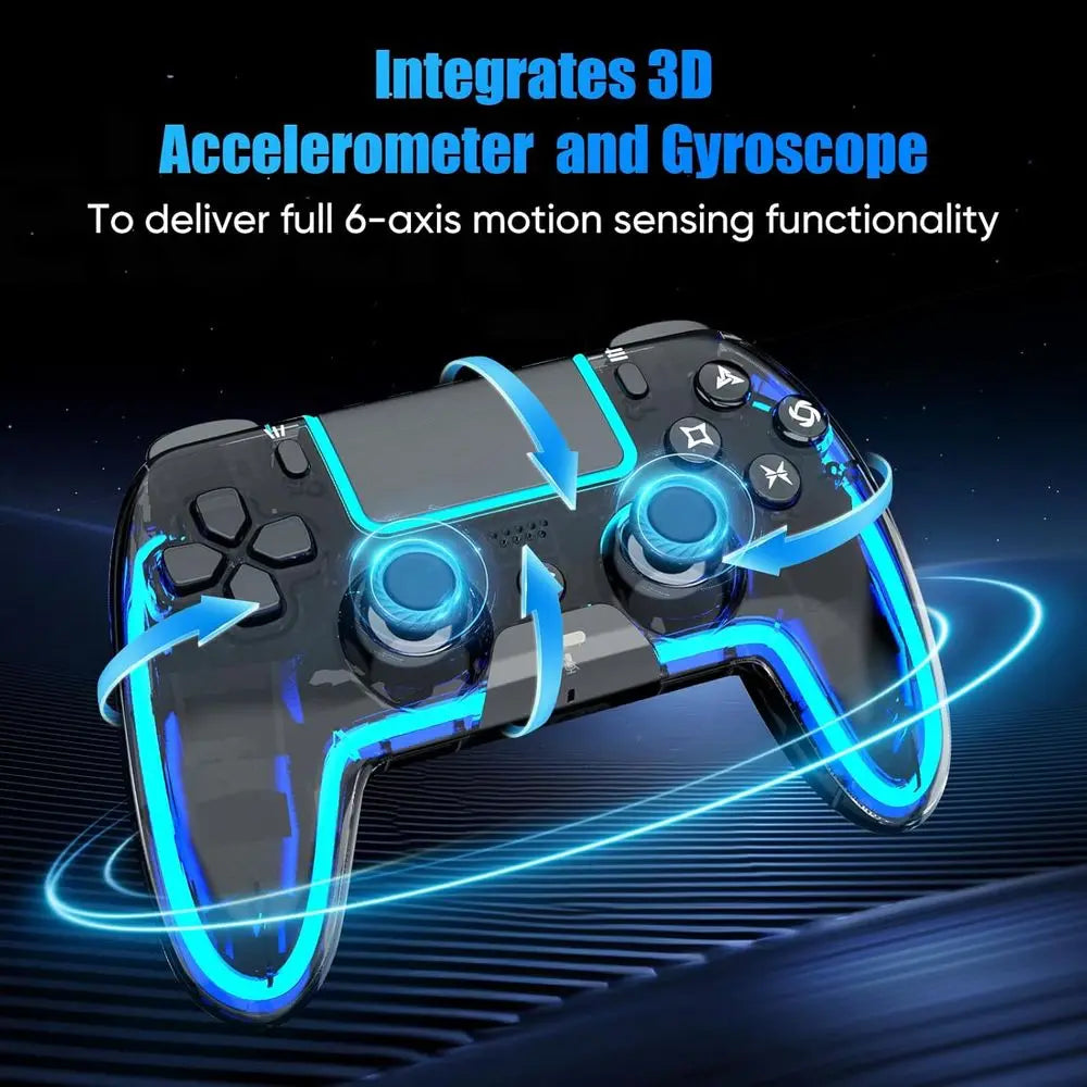 Wireless Controller for PS5, Pro/Slim, Steam Deck, PC with Hall Effect Stick, Dual Vibration, Macro/Turbo, 3.5mm Jack, 6-Axis, M