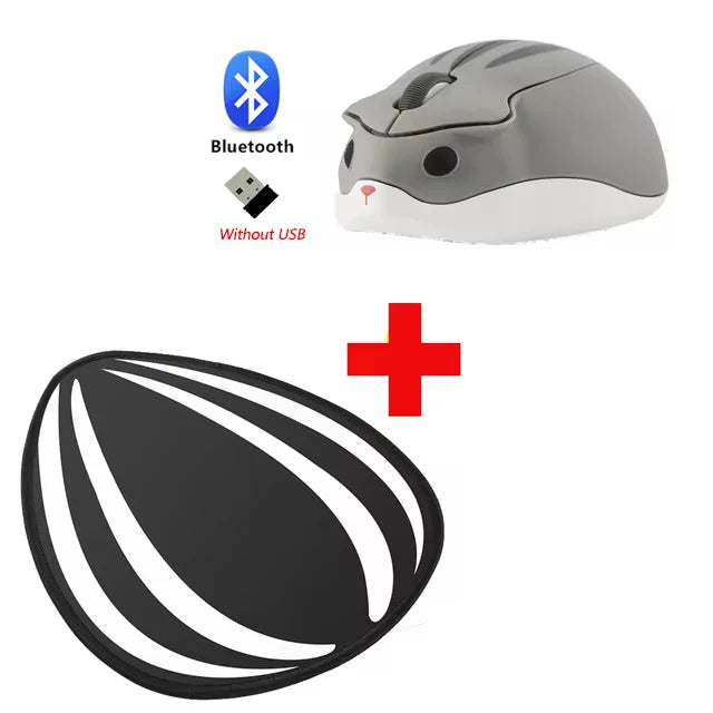 Bluetooth+2.4G Wireless Cute Mouse Hamster Cartoon USB Creative Mute Mause Ergonomic Mini 3D Optical Kid Gift Mice For PC Laptop