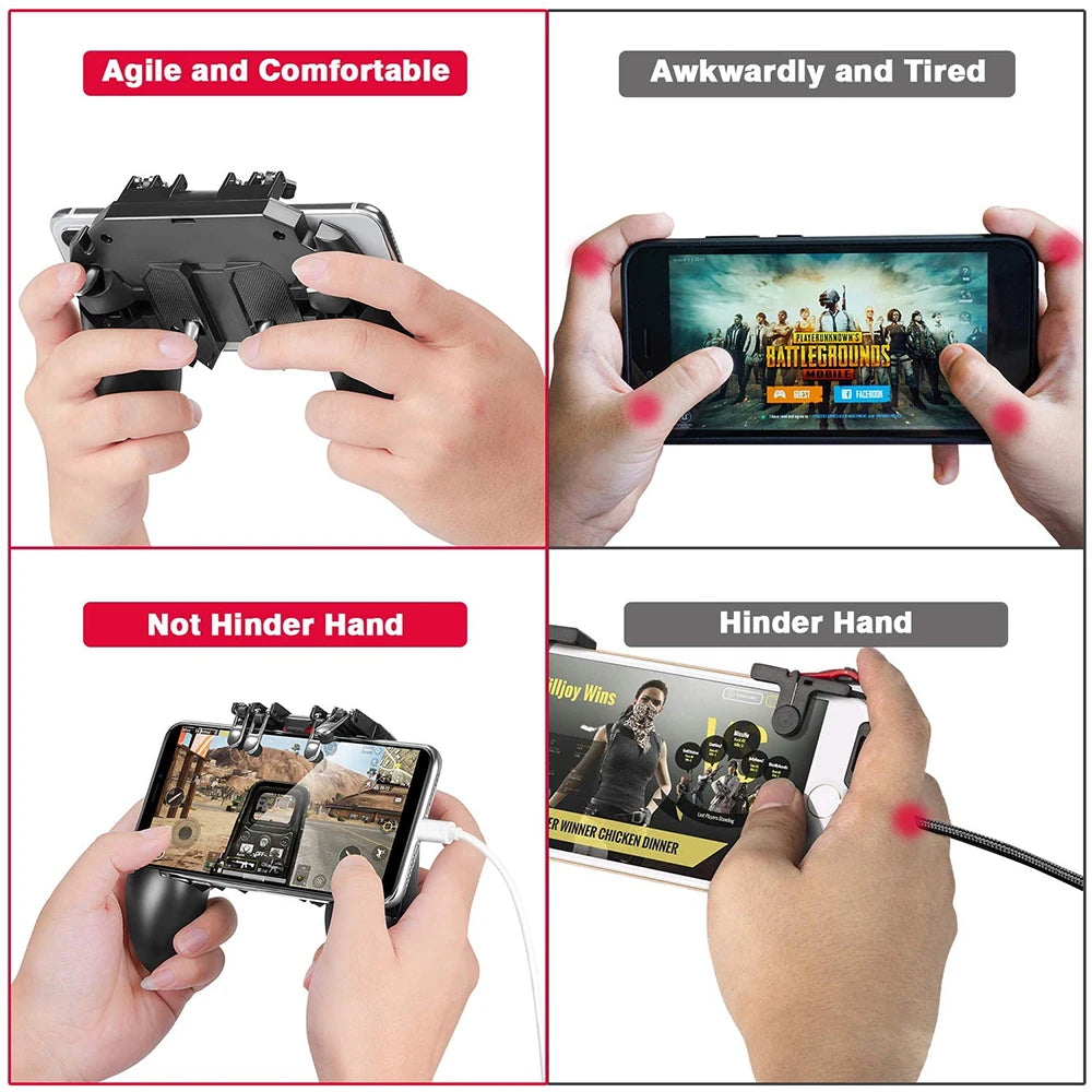 PUBG Controller AK77 Six Finger Gamepad For iPhone Android PUBG Mobile Controller L1 R1 Shooter Triggers Fire Joystick Game pad