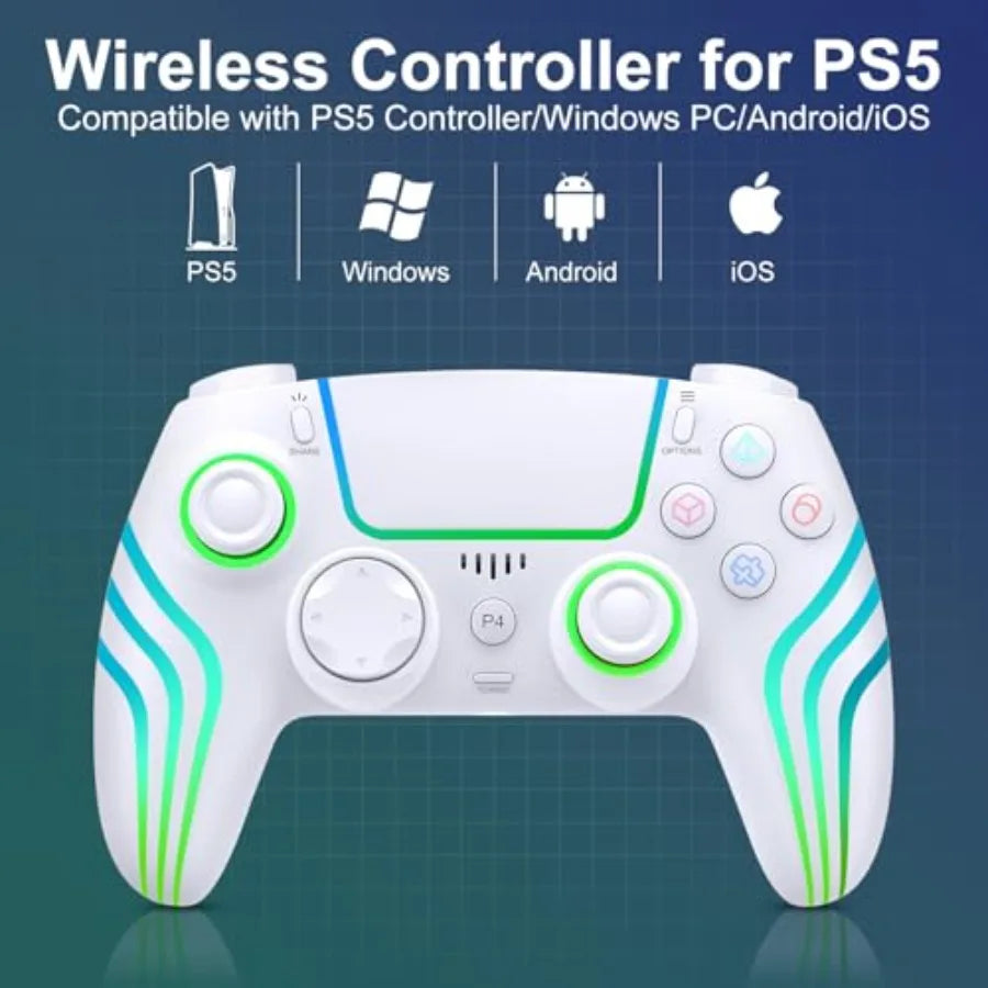 Wireless Controller for PS5 with RGB Lighting Compatible with PS5 Controller/Windows PC /Android/iOS