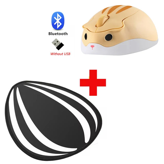 Bluetooth+2.4G Wireless Cute Mouse Hamster Cartoon USB Creative Mute Mause Ergonomic Mini 3D Optical Kid Gift Mice For PC Laptop