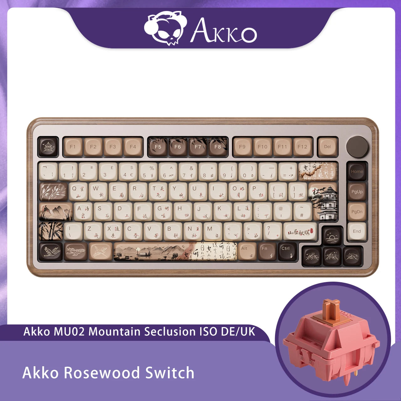 Akko MU01 ANSI/MU02 ISOMountain Seclusion Wooden Mechanical Keyboard Hot-swap BT 5.0 2.4G Wireless Type-C Wired Gaming Keyboard