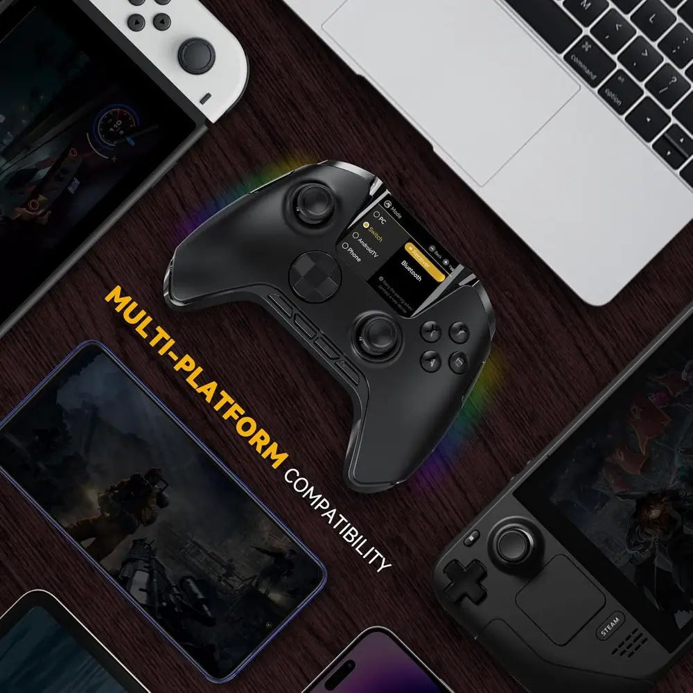 Wireless Gaming Controller for PC, Switch, iOS, and Android with Hall Effect Stick, RGB Lighting, Remappable Buttons, and 1800mA