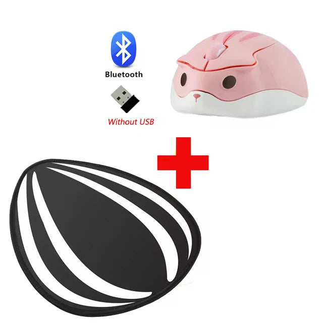 Bluetooth+2.4G Wireless Cute Mouse Hamster Cartoon USB Creative Mute Mause Ergonomic Mini 3D Optical Kid Gift Mice For PC Laptop