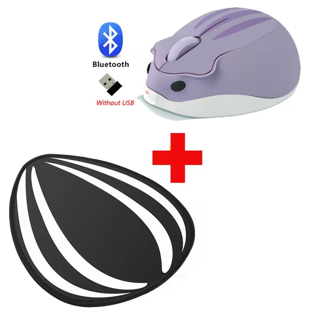 Bluetooth+2.4G Wireless Cute Mouse Hamster Cartoon USB Creative Mute Mause Ergonomic Mini 3D Optical Kid Gift Mice For PC Laptop