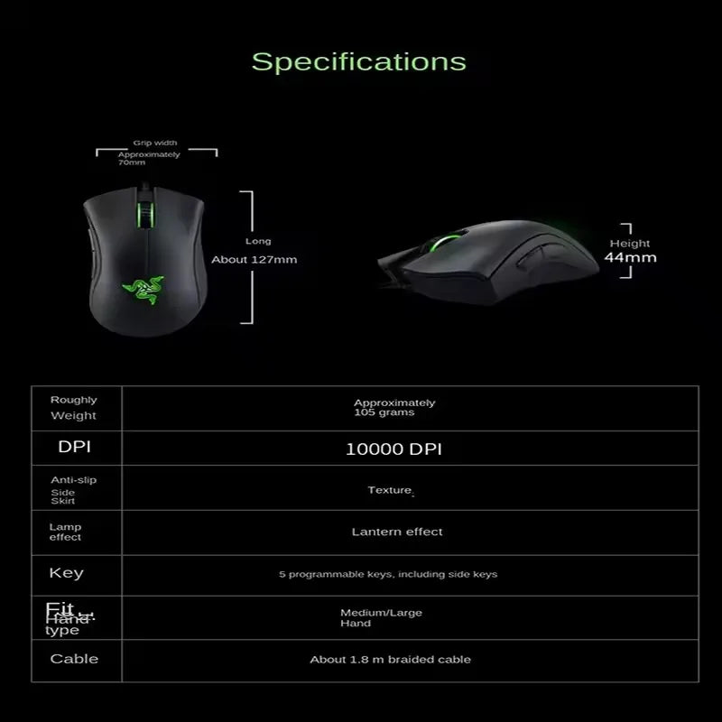 Razer Mouse Purgatory Viper Standard Edition 6400DPI Wired Gaming Mouse Brand Merchandise Birthday Graduation Gift