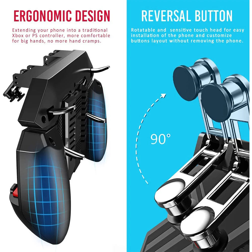 PUBG Controller AK77 Six Finger Gamepad For iPhone Android PUBG Mobile Controller L1 R1 Shooter Triggers Fire Joystick Game pad