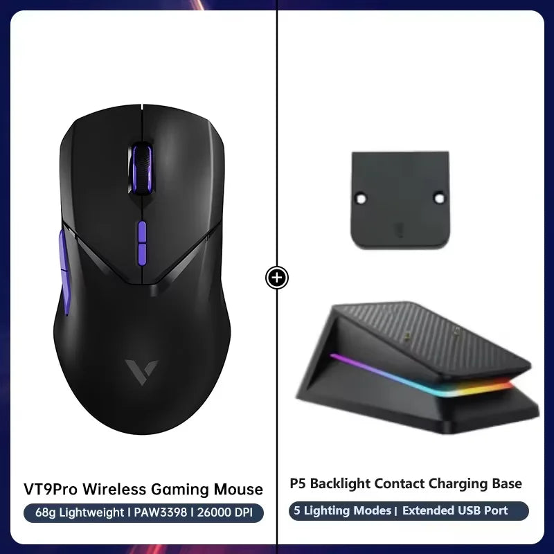 Rapoo VT9PRO 4K Wireless Gaming Mouse Superlight 26000DPI 4KHz Polling Rate 0.25ms Response Time 180H BatteryLife PAW3398