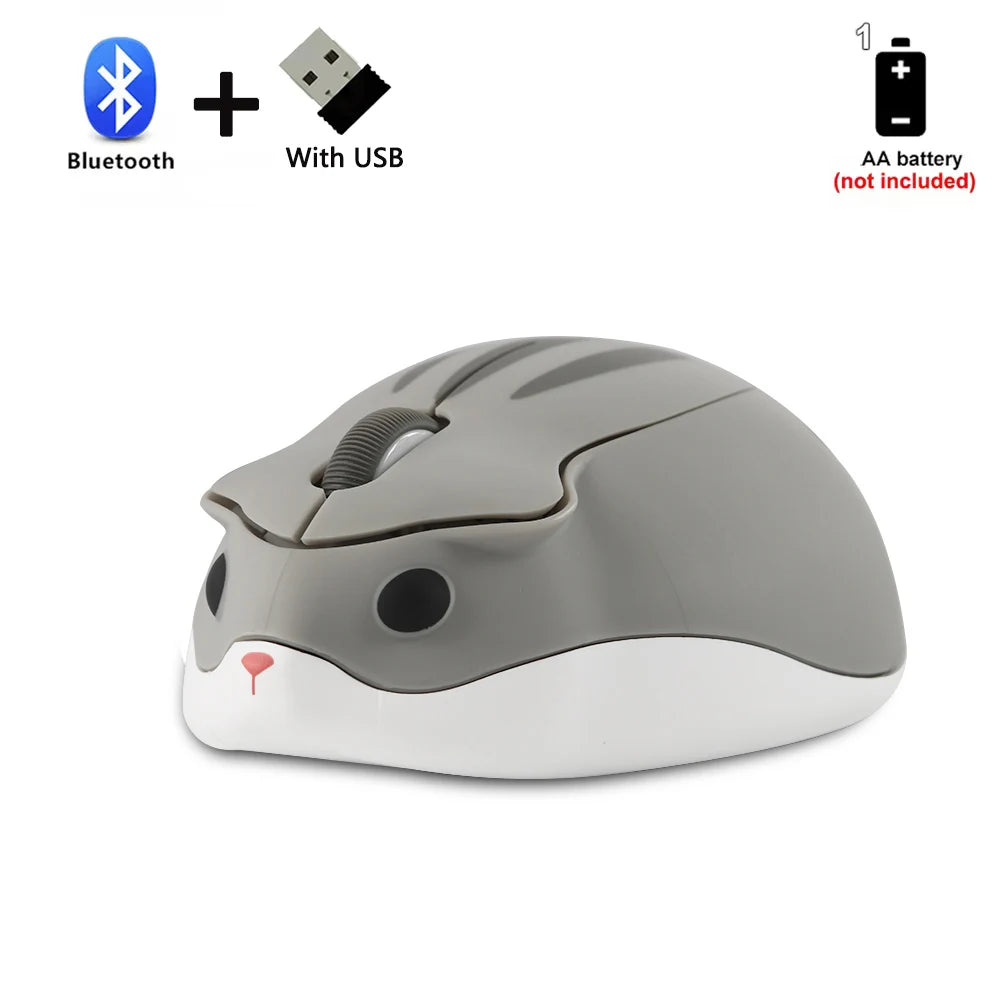 Bluetooth+2.4G Wireless Cute Mouse Hamster Cartoon USB Creative Mute Mause Ergonomic Mini 3D Optical Kid Gift Mice For PC Laptop
