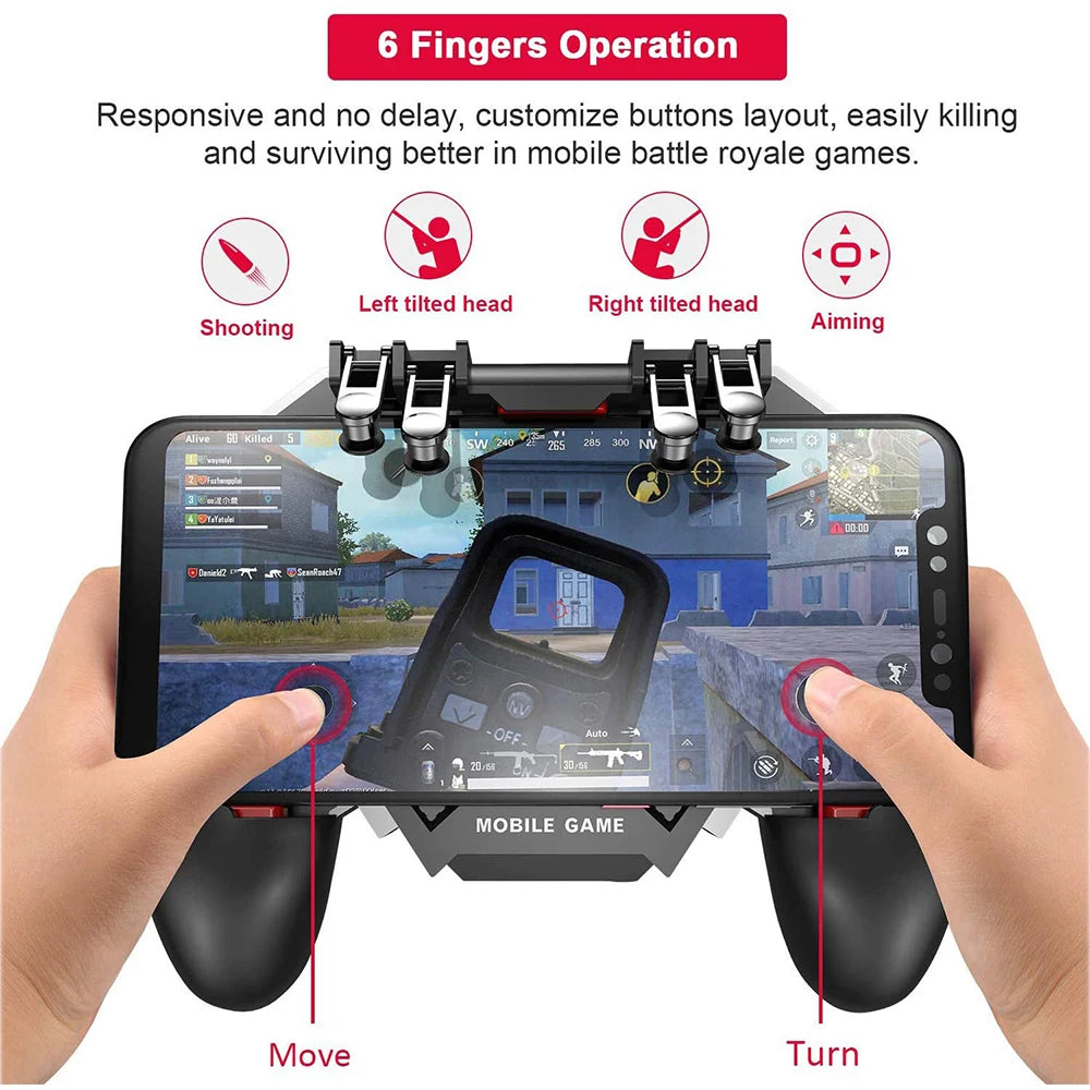 PUBG Controller AK77 Six Finger Gamepad For iPhone Android PUBG Mobile Controller L1 R1 Shooter Triggers Fire Joystick Game pad