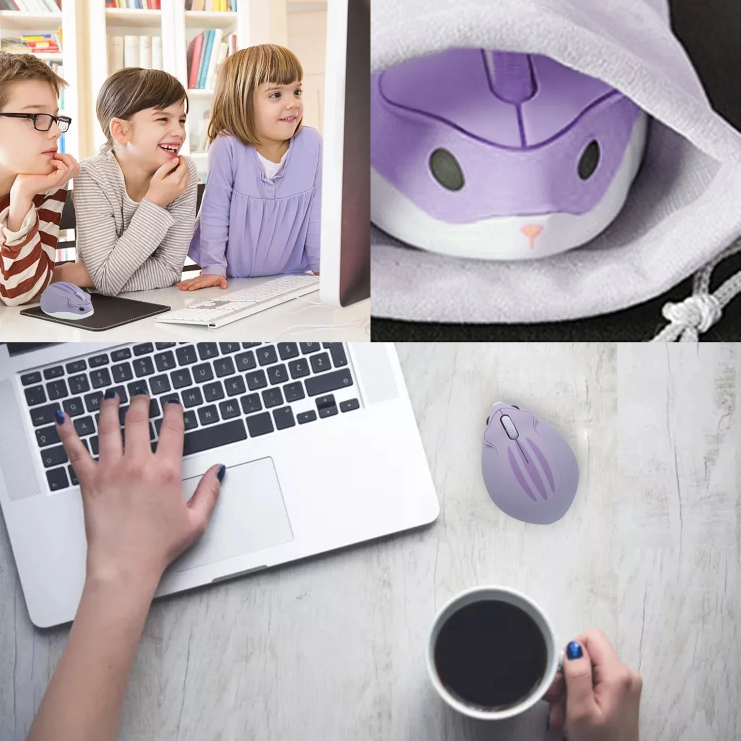 Bluetooth+2.4G Wireless Cute Mouse Hamster Cartoon USB Creative Mute Mause Ergonomic Mini 3D Optical Kid Gift Mice For PC Laptop